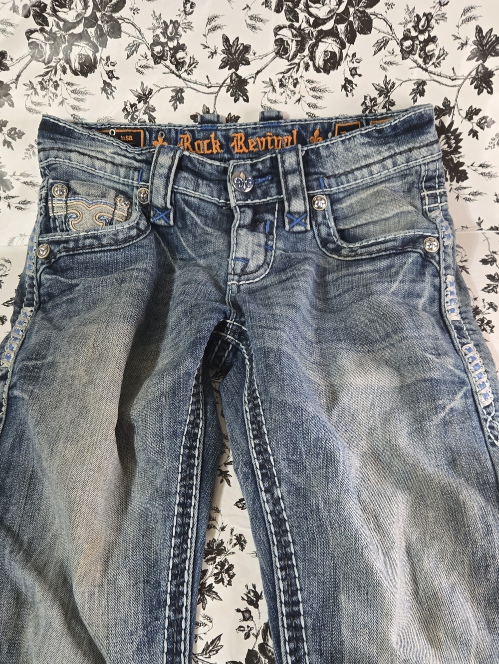 Rock Revival Women's Distressed Blue Denim Jeans A23